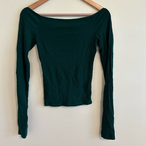 Reformation Women’s Nala Top Off The Shoulder Long Sleeve Size XS Ribbed Knit - Picture 5 of 7